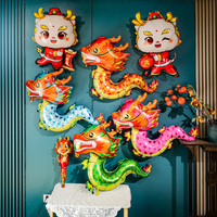 新中式龙宝宝百天满月龙铝膜国风卡通气球装饰背景墙幼儿园布置