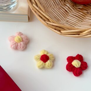 饰61 23毛线编织可爱花朵配饰配件头饰百搭配饰花朵造型头绳装