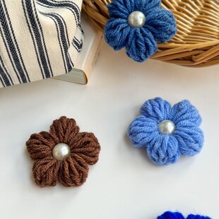 23毛线编织可爱花朵配饰毛线花头饰百搭配饰花朵造型头绳针织23