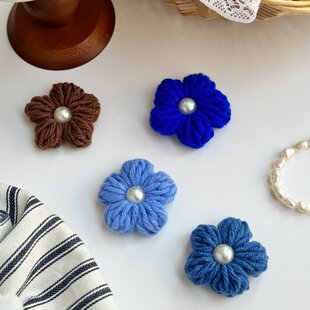 23毛线编织可爱花朵配饰毛线花头饰百搭配饰花朵造型头绳针织