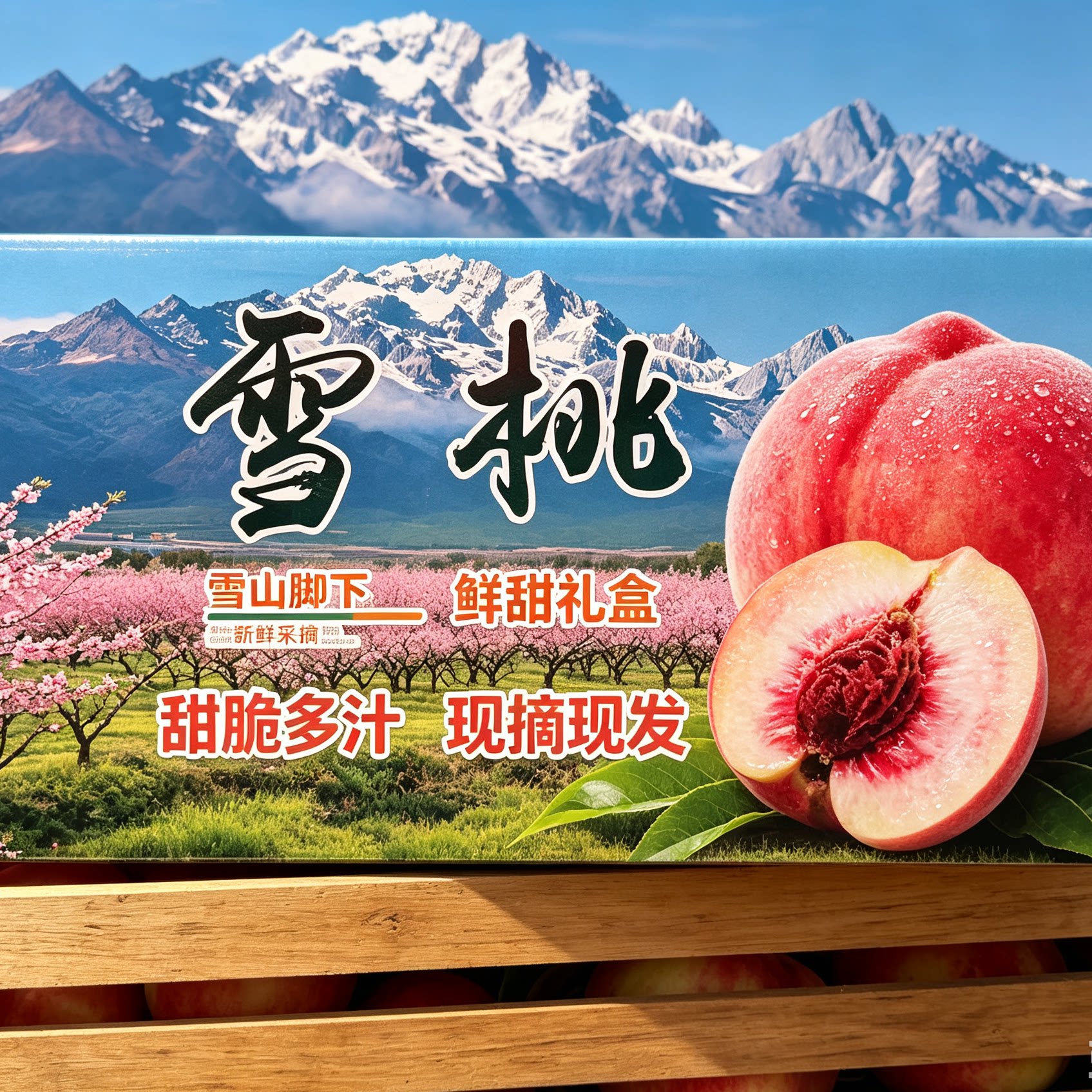 云南大理冬雪桃多肉脆甜大果丽江寿桃红心佛桃子直供当季礼品盒