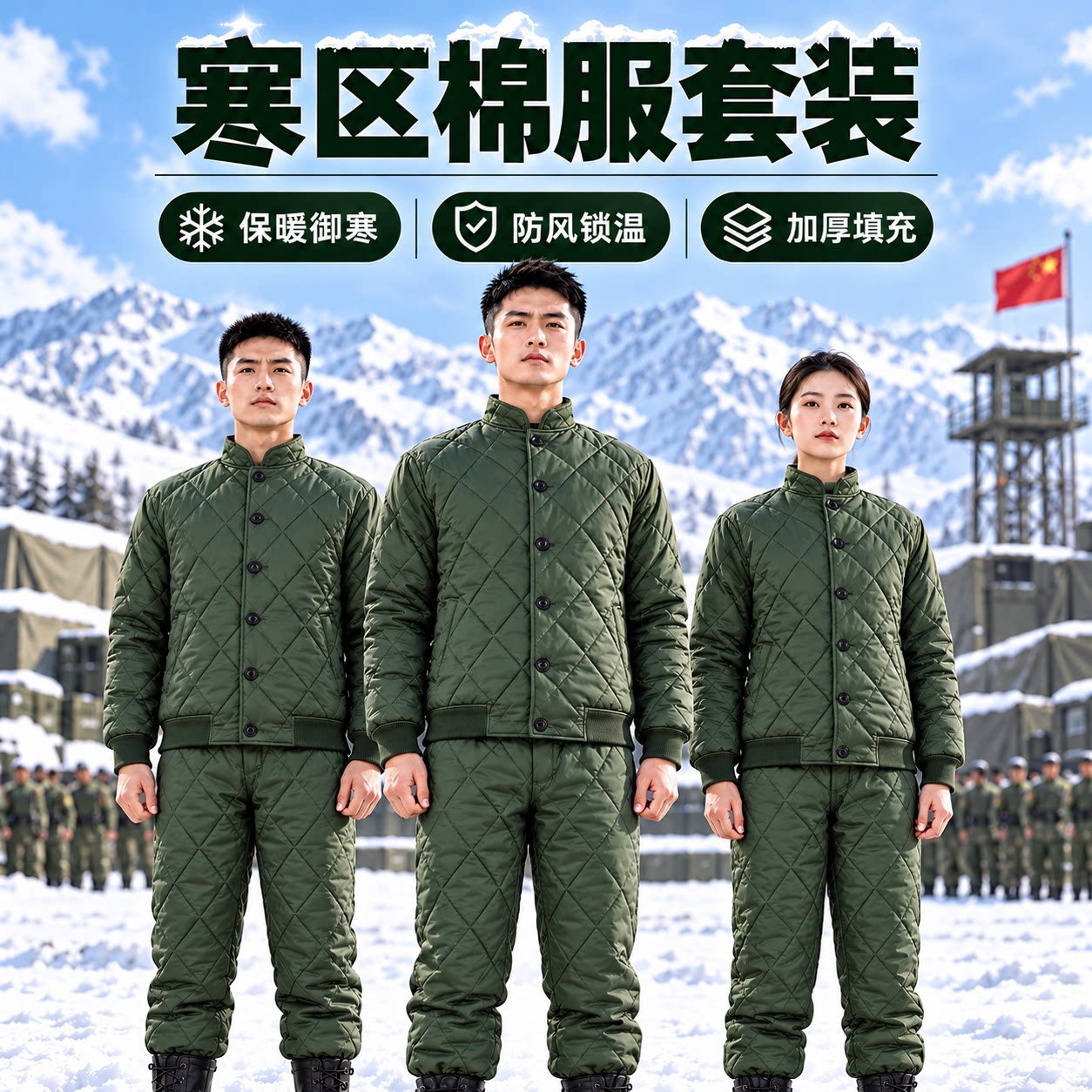 正品寒区军绿色棉衣棉袄制式冬季松枝绿单上衣陆款短款棉衣裤套装