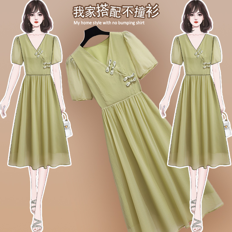 裙子女2024年夏天新款温柔系法式小众高级感超仙中国风气质连衣裙