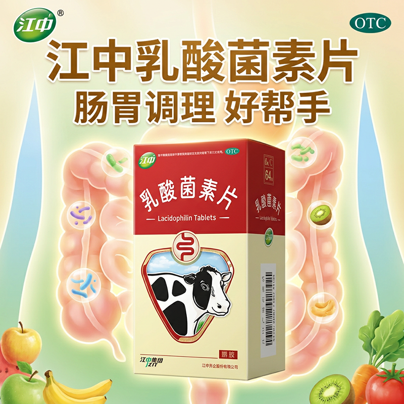 【江中】乳酸菌素片0.4g*32片/盒肠炎消化不良小儿腹泻减肥腹泻