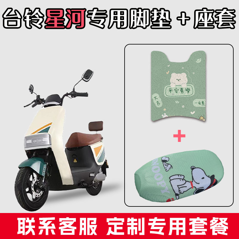 适用于台铃星河丝圈脚踏垫电动车防水垫脚垫网状坐垫座套套装配饰