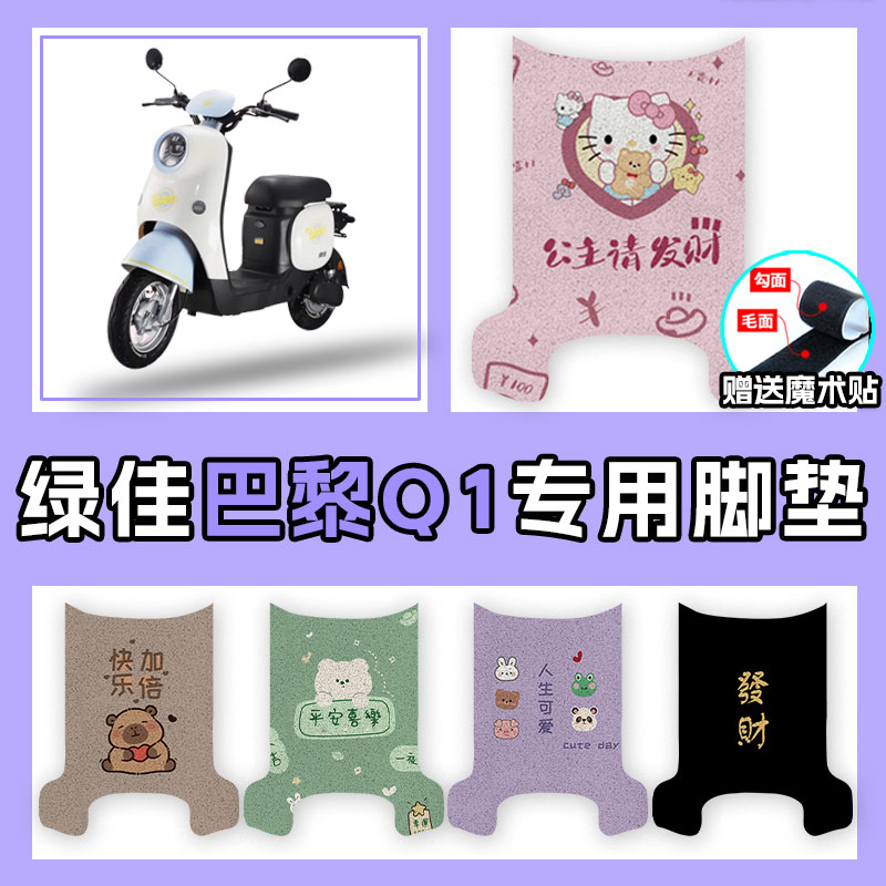 适用于绿佳巴黎Q1电动车脚垫丝圈TDR6016Z防水垫耐磨踏脚板踩踏垫