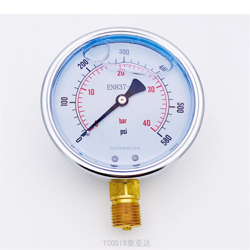 YN100不锈钢壳耐震径向压力表10bar水压油压液压0~40bar螺纹G1/2