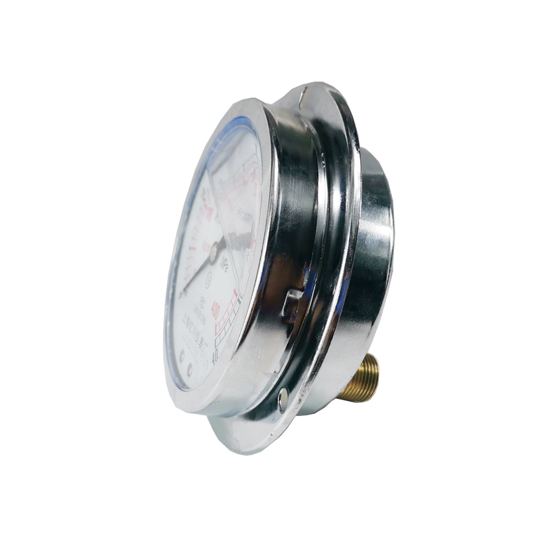 轴向耐震压力表YN100ZT(0-40MPA)背接带边抗震油压表面板式油压表