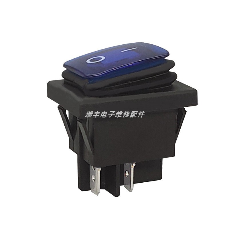 防水船形船型开关KCD4-201N4脚2档四脚带灯银点30A大电流翘板电源