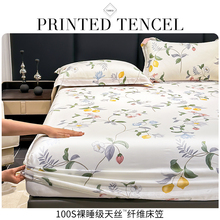 莱塞尔天丝床笠印花床套床罩冰丝裸睡夏季床品200x220大尺寸定做
