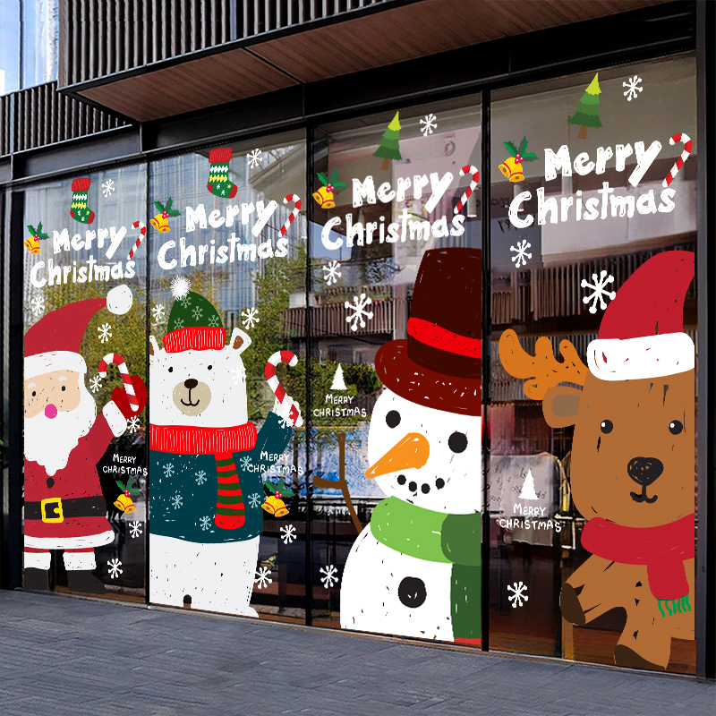 圣诞节贴纸店铺橱窗装饰