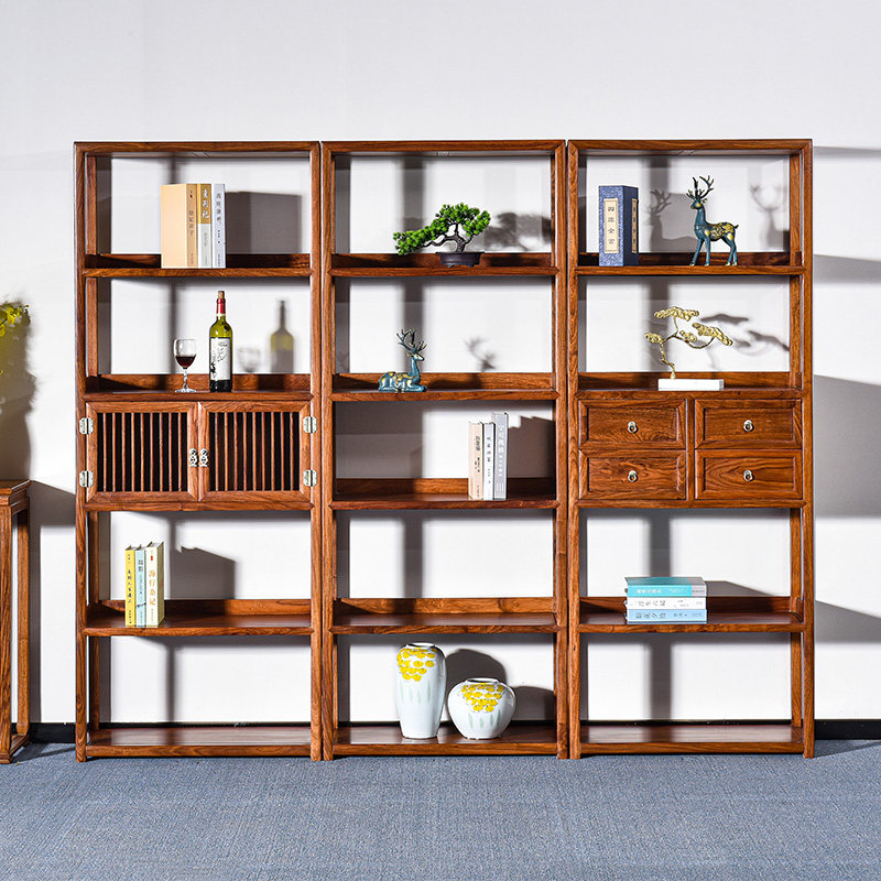 红木刺猬紫檀书架花梨木书柜三件套组合展示架实木新中式博古架