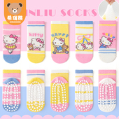 女童袜子防滑点胶春夏季 卡通棉袜粉色儿童短袜薄棉透气地板袜 薄款