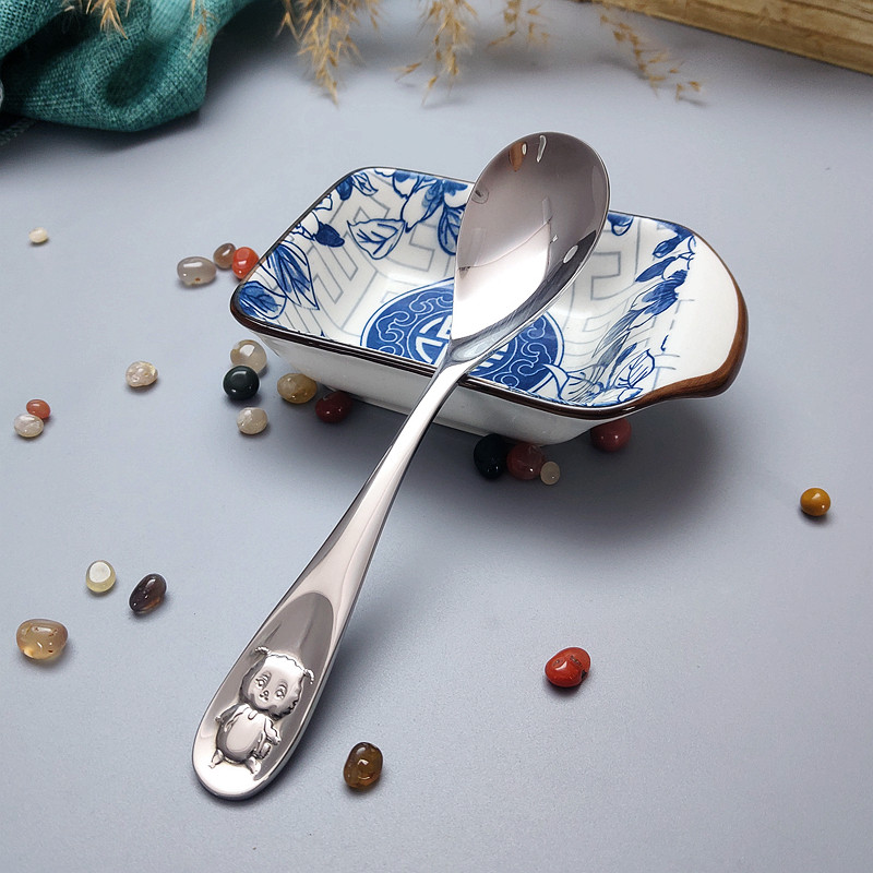 创意卡通十二生肖羊出口食品级304不锈钢西餐勺搅拌奶粉咖啡茶勺