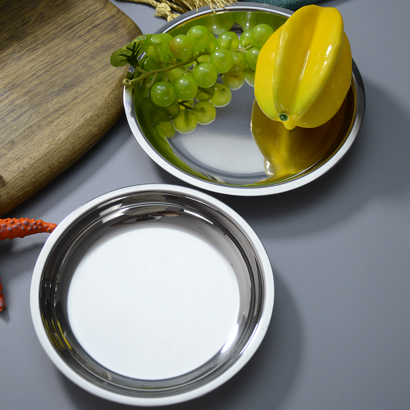 金蚂蚁出口日本加厚食品级304不锈钢碟水果菜零食甜品糕点披萨盘