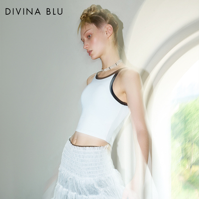 DIVINABLU迪唯纳非对称撞色背心