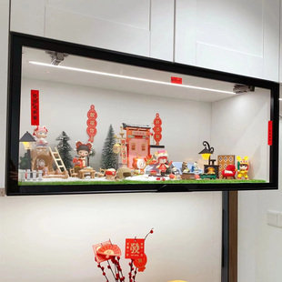 盲盒收纳展示架手办玩偶场景手办盒公仔挂墙柜入户玄关柜小摆件框