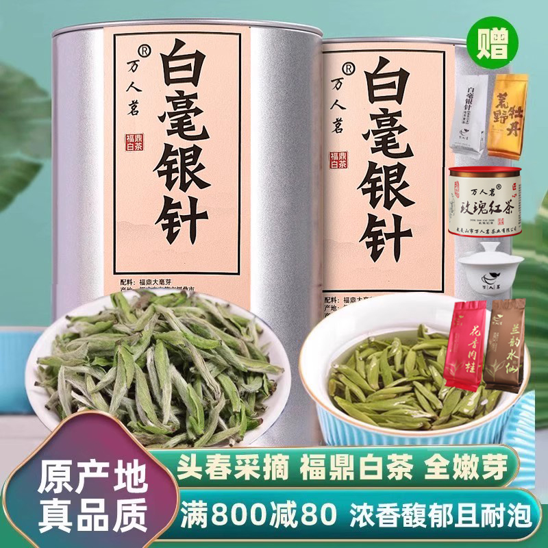 万人茗明前头采荒野白毫银针500g