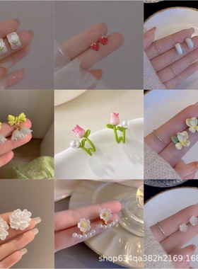 夏日多巴胺花花适合春夏季的小耳环耳环女紫色粉色甜美海边度假风