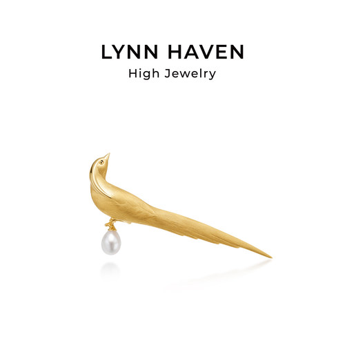LynnHaven麟玟 ART锦鸡 18K金澳白海水珍珠胸针轻奢联名款礼物