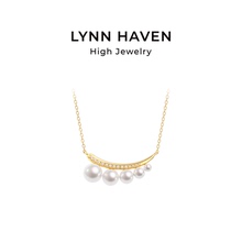 LynnHaven麟玟 SKY新月 18K金Akoya海水珍珠项链钻石吊坠新年礼物