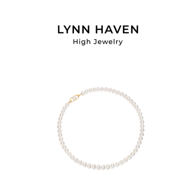 LynnHaven麟玟 EARTH环抱 18K金Akoya海水珍珠项链真科研串珠礼物