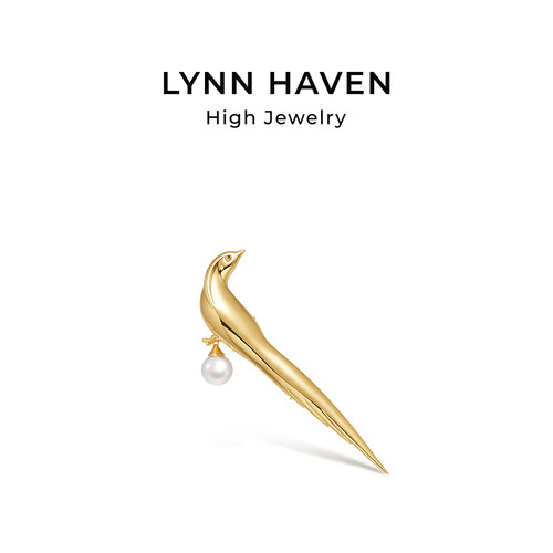 LynnHaven麟玟 ART锦鸡 18K金澳白海水珍珠胸针时尚联名款礼物