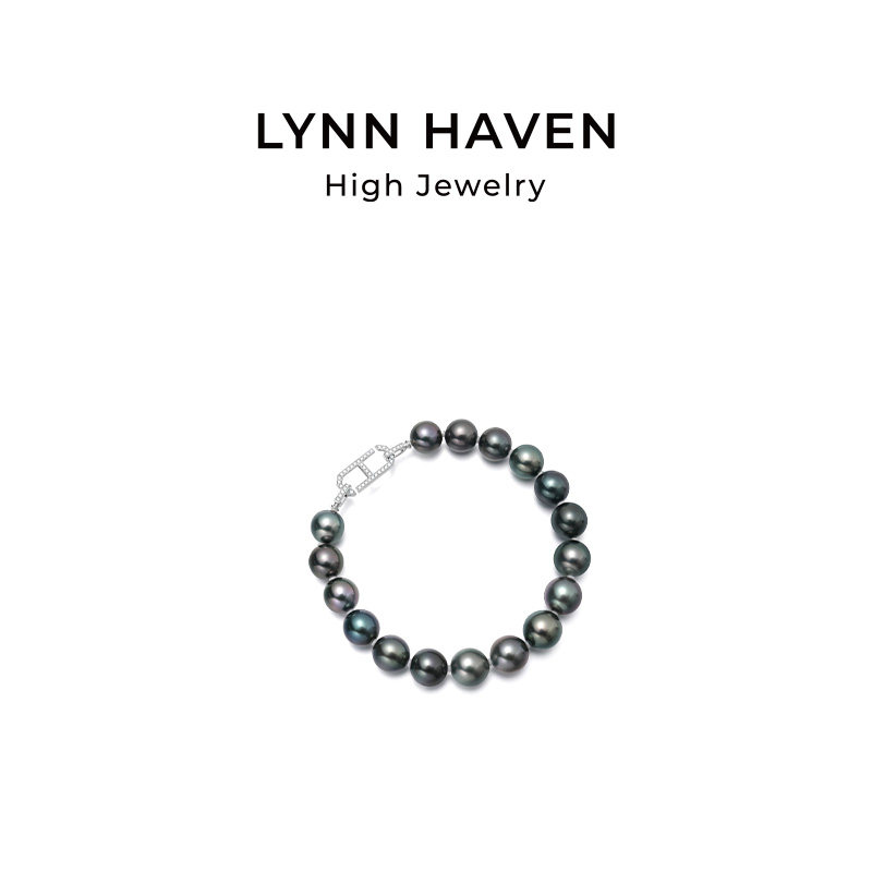 【罗一舟同款】LynnHaven麟玟EARTH LH符号18K金大溪地黑珍珠手链