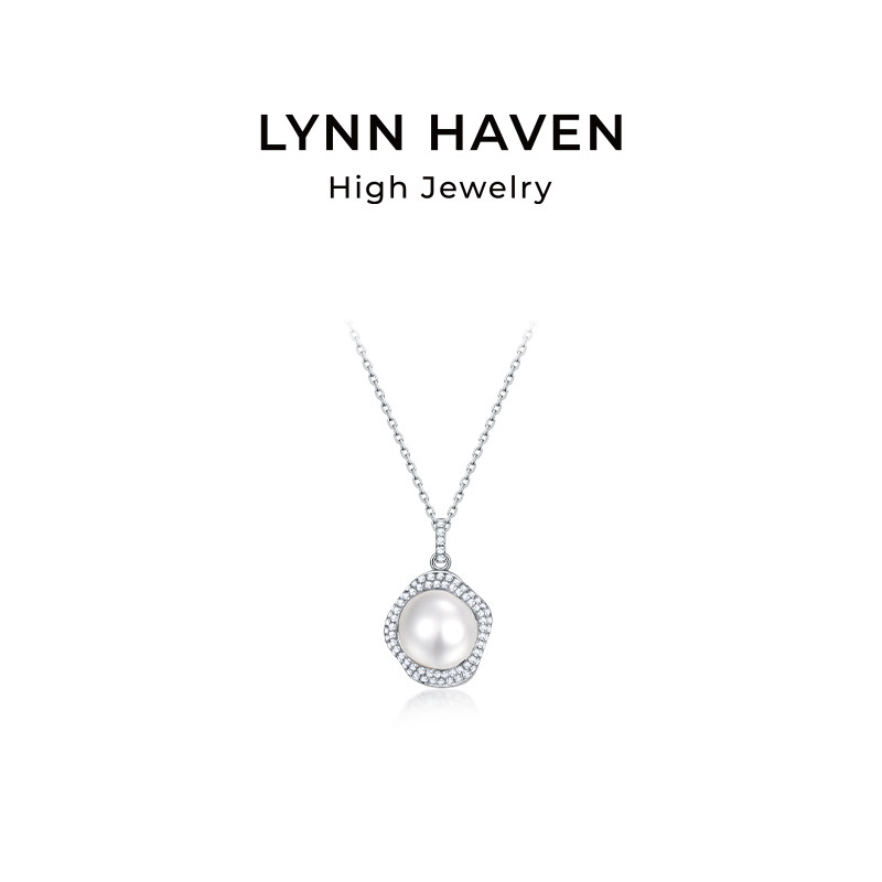 LynnHaven麟玟 OCEAN海之语 18K金澳白海水珍珠颈链钻石项链