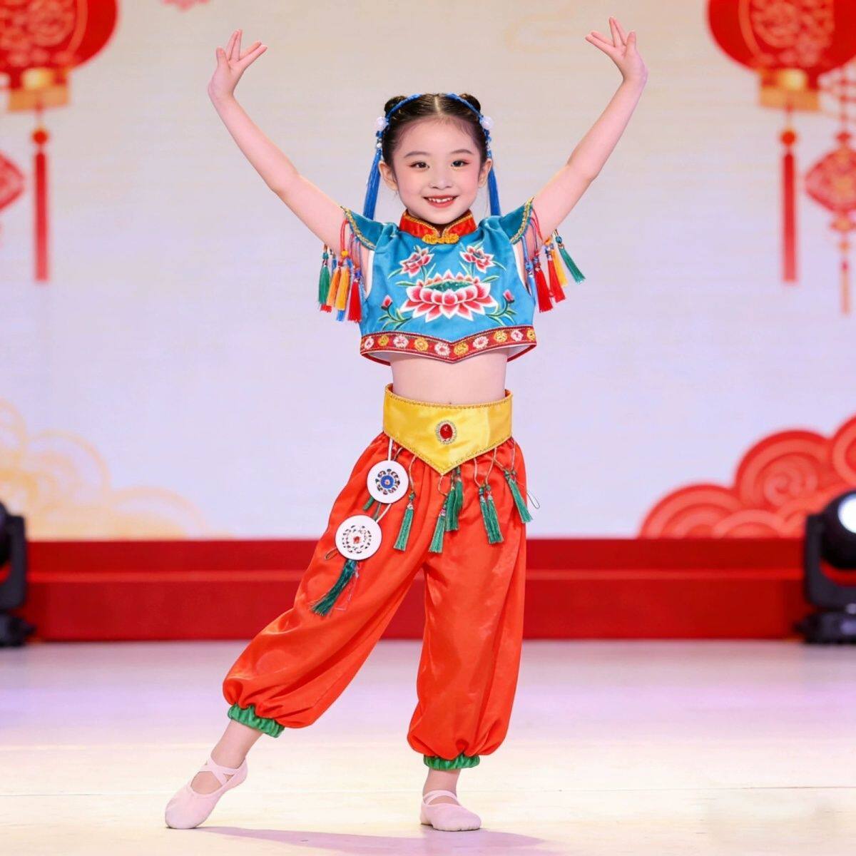 太平鼓韵舞蹈服儿童喜庆演出服手鼓道具民族群舞元旦古典舞表演服