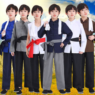 六一儿童放牛娃王二小演出服全套阿宝村姑农民表演话剧服装陕北