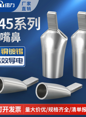 C45鸭嘴铜鼻子线鼻子6/10/16/25/35平方接线端子紫铜插片插针线耳