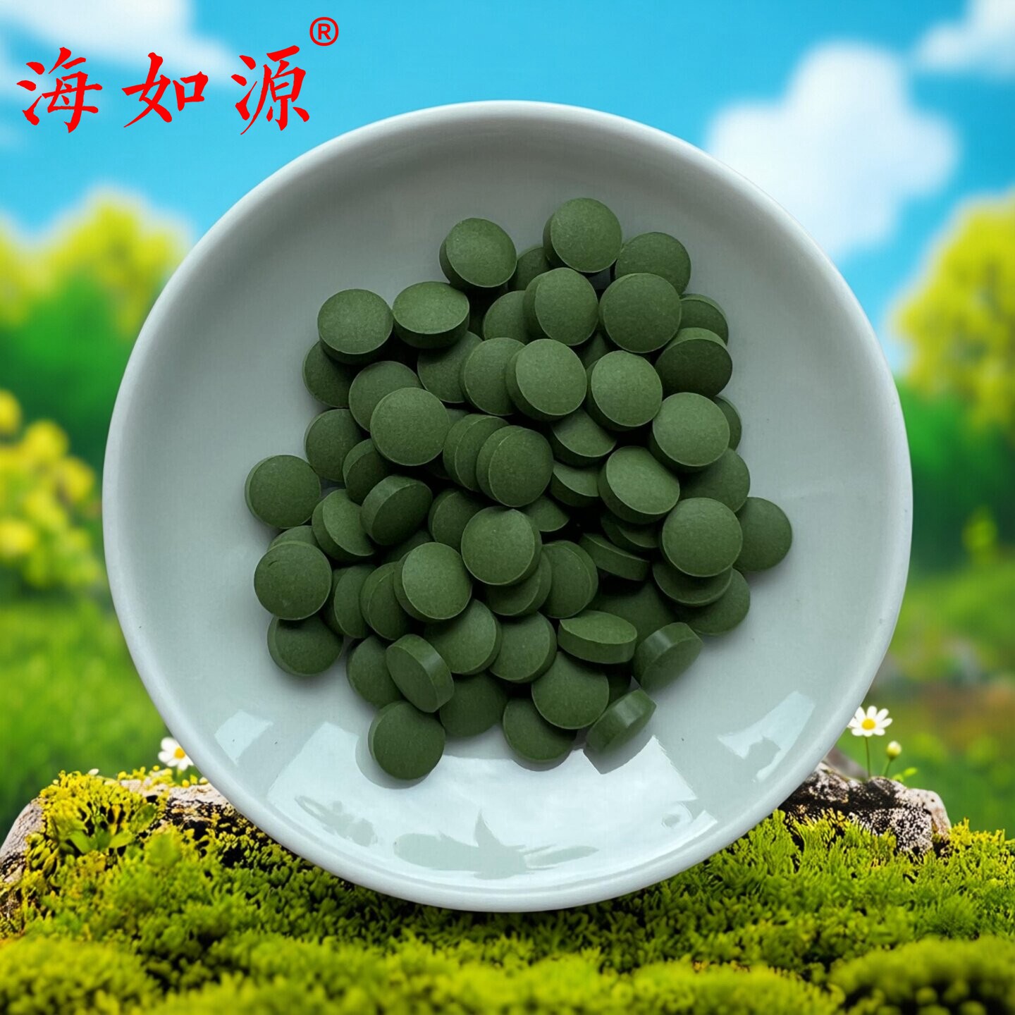 海如源破壁蛋白核小球藻/钝顶螺旋藻片出口食品级大容量绿藻/蓝藻