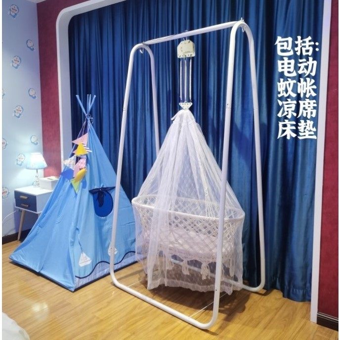 网红款潮汕婴儿电动摇篮上下摇萝卜蹲平替儿童床，升降式自动摇床