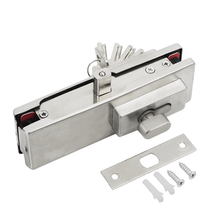 固钛玻璃门地锁商铺单双开无框门锁夹办公室地弹簧门一字夹插销锁