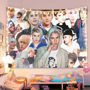 贾斯汀比伯背景布JustinBieber粉丝应援墙上挂布房间卧室装饰挂布