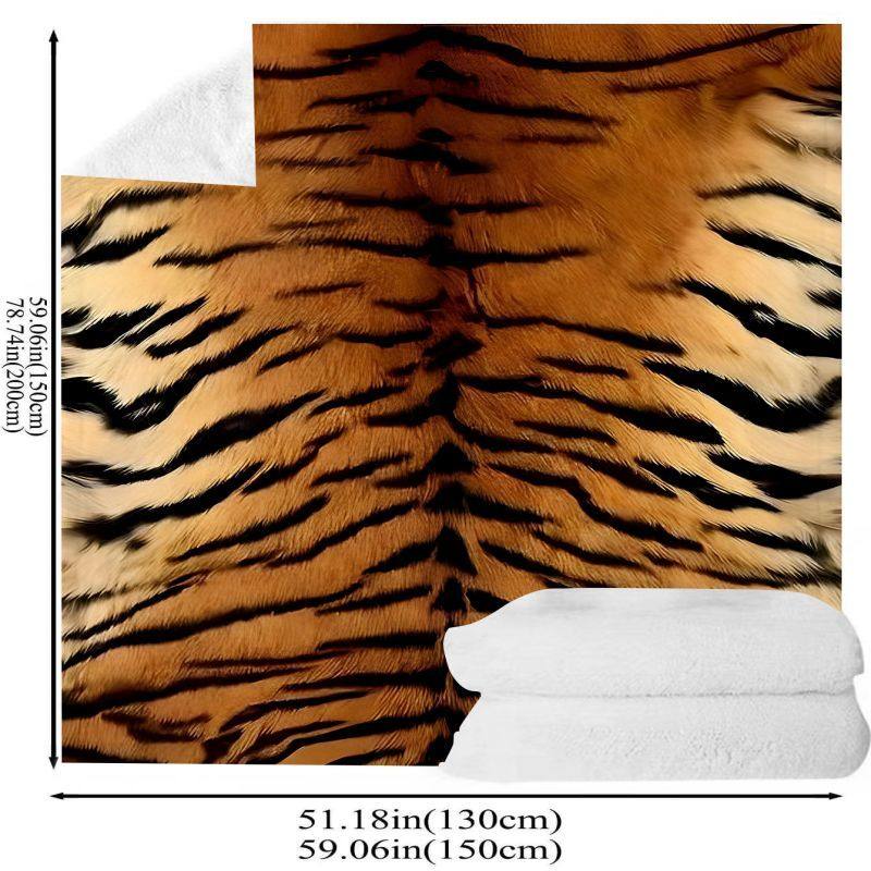 可爱虎纹法兰绒小盖毯薄款单人床上动物潮流新款老虎图案印花毛毯