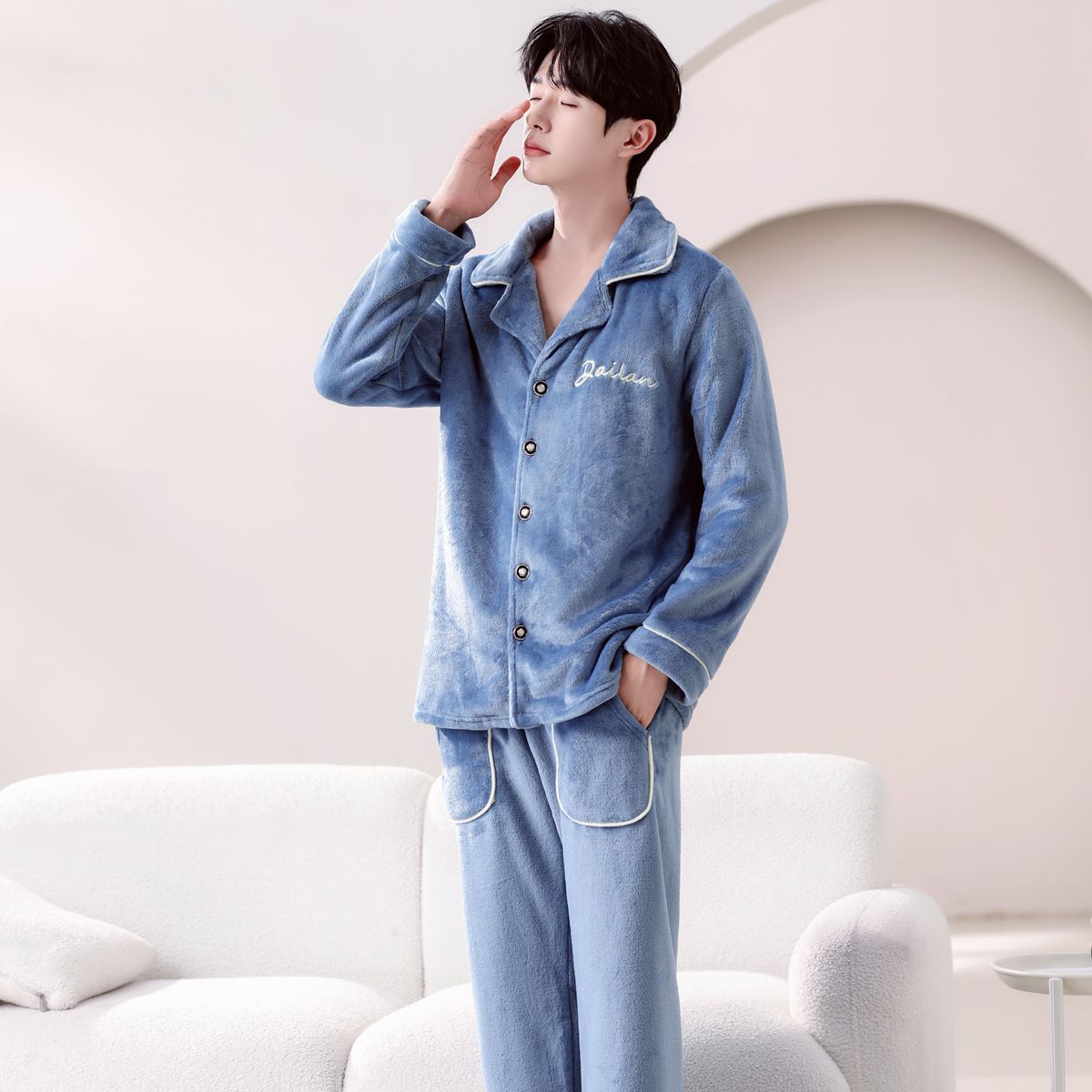 珊瑚绒男士睡衣冬季加绒加厚保暖秋冬季法兰绒家居服套装2025新款