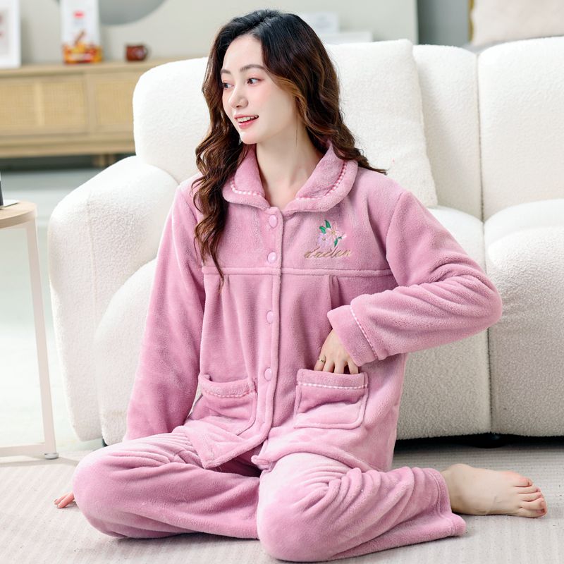 珊瑚绒睡衣加厚加绒保暖家居服