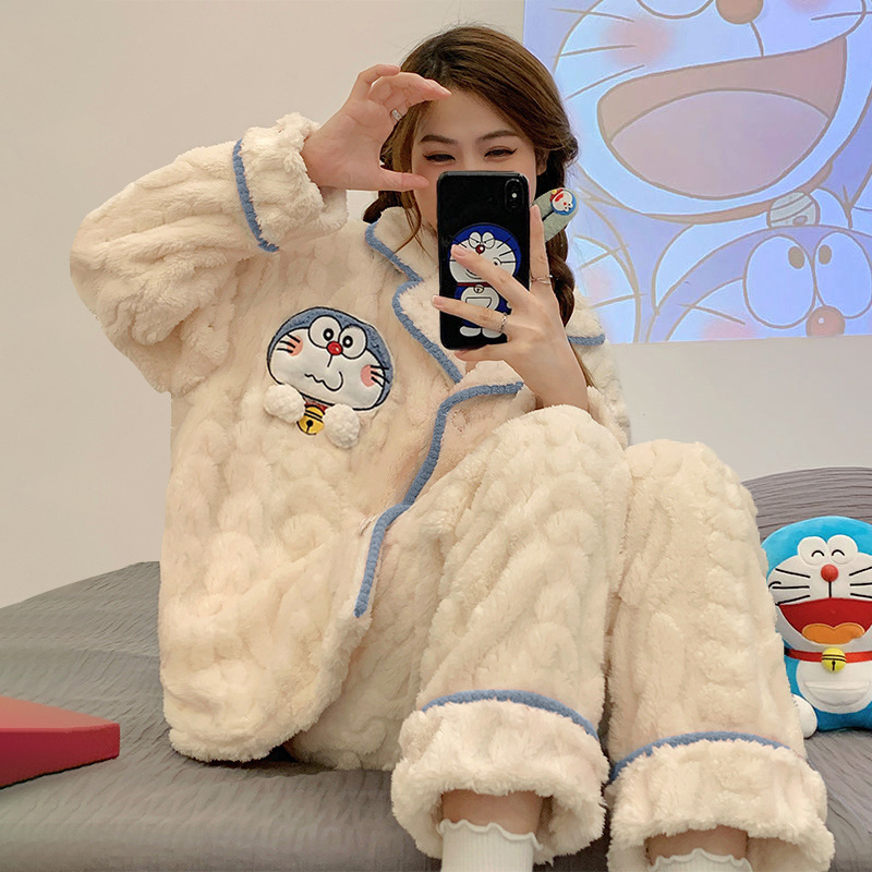 哆啦A梦小叮当冬季保暖睡袍