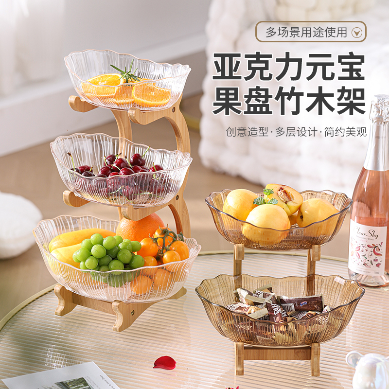 亚克力水果盘客厅家用茶几2025新款多层零食盘高颜值干果盘收纳盘