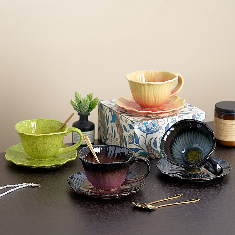 窑变咖啡杯碟套装复古陶瓷杯下午茶卡布奇诺拿铁咖啡杯家用马克杯,餐饮具,咖啡杯,淘宝优惠券,粉丝福利购,淘宝优惠卷