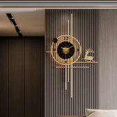 2025新款 饰石英钟 挂钟客厅钟表创意网红饭厅卧室静音时钟木格栅装