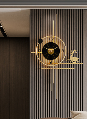 2024新款挂钟客厅钟表创意网红餐厅卧室静音时钟木格栅装饰石英钟