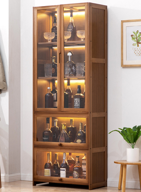 酒柜展示柜现代简约网红小酒柜欧式实木家用靠墙置物架客厅