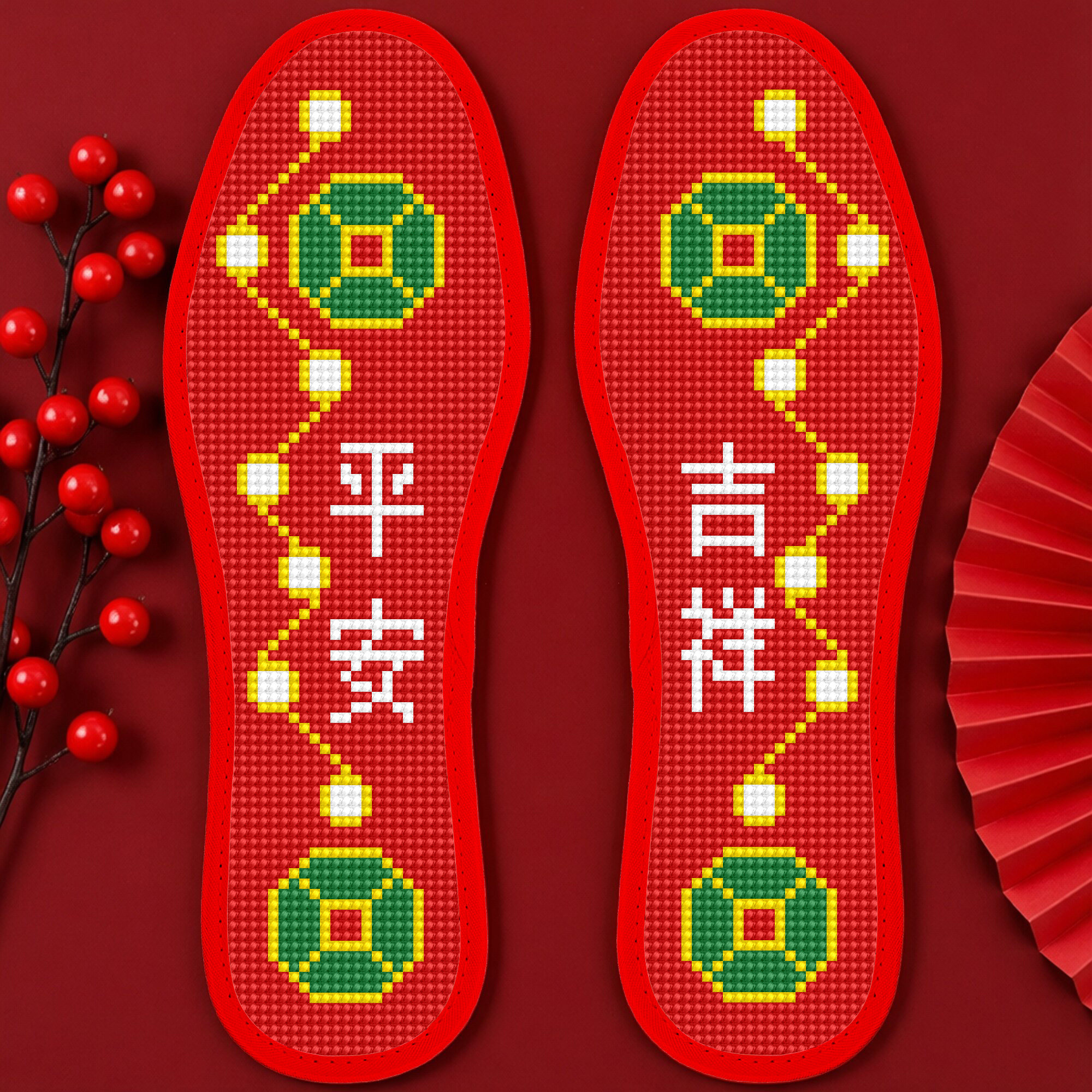 十字绣鞋垫自己手工七层棉布图片