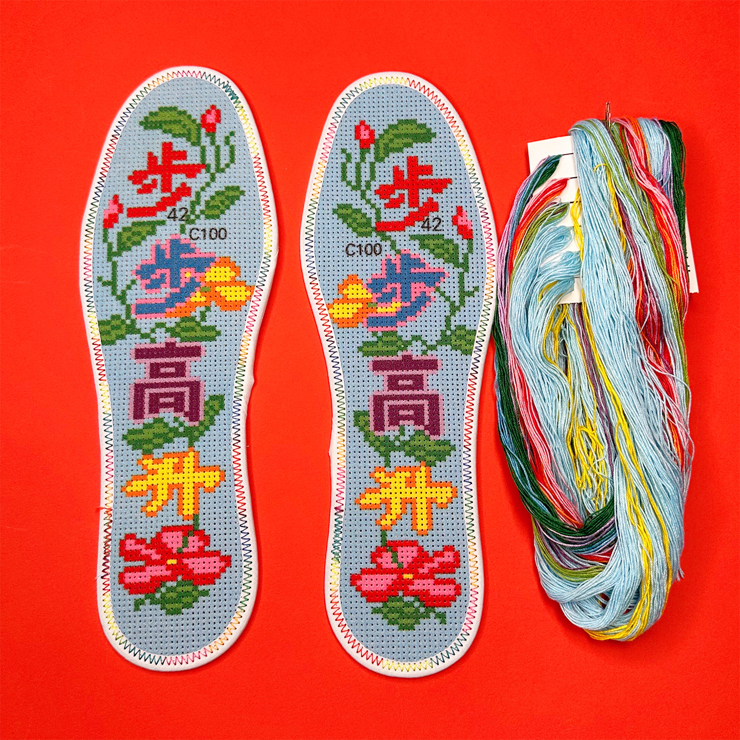 七层棉布鞋垫新款十字绣手工男士