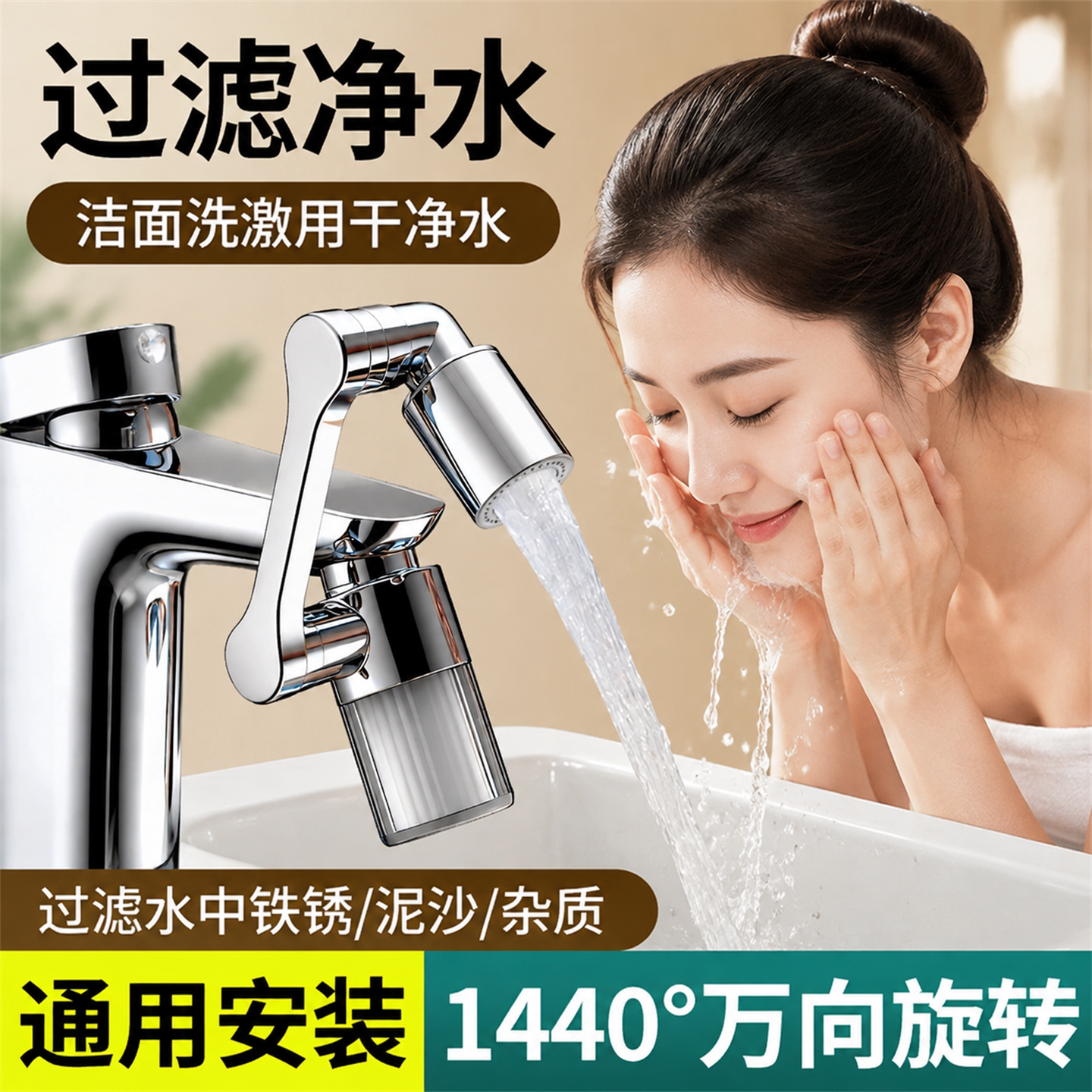 机械臂万向水龙头过滤器嘴自来水家用面盆新款净化通用净水延伸器