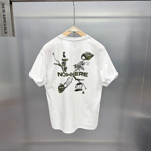 索罗纳凉感T恤时尚男装夏季短袖宽松街潮短袖套头男T恤B2CNF2171