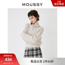 MOUSSY 新品日系慵懒感半开领软糯通勤针织衫女028HSZ70-0111